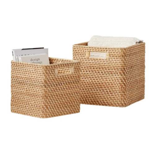 Marie Kondo Ori Curved Rattan Cubes | The Container Store