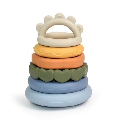 Little Rawr Silicone Stacking Teether Hearts