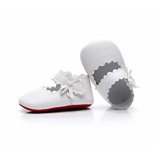HONGTEYA Baby Girls Ballet Dress Shoes - Mary Jane Soft Sole Sidebow Toddler Moccasins