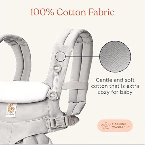 Ergobaby Omni Classic Baby Carrier Newborn to Toddler - Breathable Baby Carriers for Summer - All-Position Carrier with Lumbar Support (7-45 Pounds), Cotton, Pearl Grey