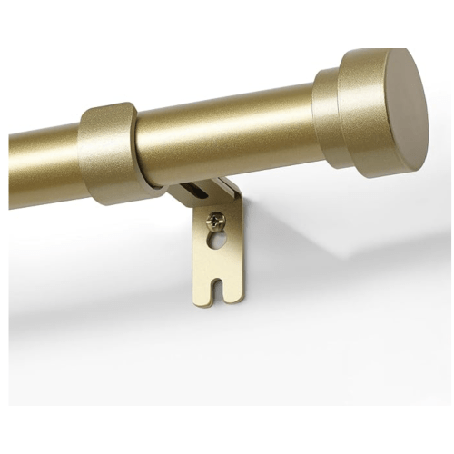 Joydeco Gold Curtain Rods for Windows - Adjustable Curtain Rods for Windows 16 to 120 inch, 1 inch Diameter Heavy Duty Decorative Window Single Rod with Aluminium Finials