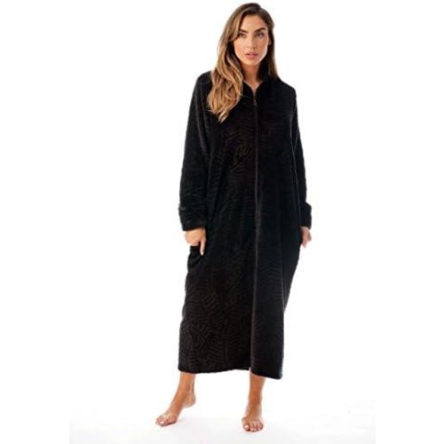 Just Love Plush Zipper Lounger Solid Robe