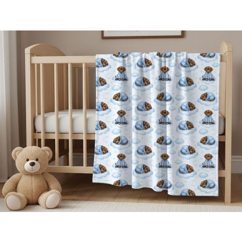 Chocolate Labrador Retriever Blue Baby Blanket, Chocolate Lab Dog Baby Shower Baby Boy Newborn Gift Hospital Announcement Blanket Homecoming