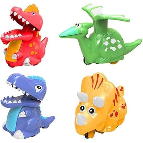 JoFAN 4 Pack Dinosaur Toys Press and Go Dinosaur Cars Wind Up Toys for Kids Boys Girls Toddlers Christmas Stocking Stuffers Party Favors Gifts