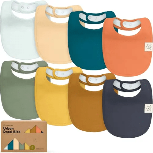8-Pack Organic Baby Bibs for Boys, Girls - Soft Cotton Drooling and Teething Bibs for Baby Girl & Boy, Extra Absorbent, Easy to Clean & Put On for Toddler, Newborn, Infant 0-24 Months (Eclipse)