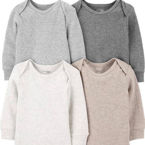 Simple Joys by Carter's Baby 4-pack Soft Thermal Long Sleeve Bodysuits