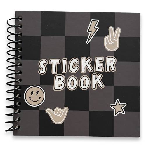 Cool Kids Sticker Collection Book | Reusable Sticker Album | Sticker Collecting for Kids | Boyhood Modern Boys Checkered Sticker Journal