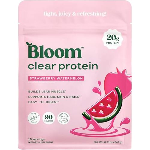 Bloom Nutrition Clear Whey Protein, Strawberry Watermelon, 10 Servings