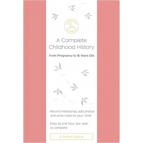 Promptly Journals, A Complete Childhood History: From Pregnancy to 18 Years Old (Dusty Rose, Pink, Linen) | Baby Book and Pregnancy Journal | Baby Memory Book