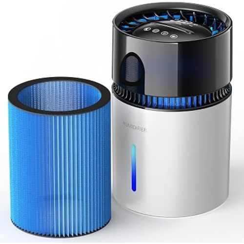 Mist-Free Evaporative Humidifier for Bedroom, Top Fill Humidifier Work with Tap Water, Touch Control,USB Powered, Sleep Mode, Night Light,1–8H Timer, Easy-Clean Design for Home Office-3L