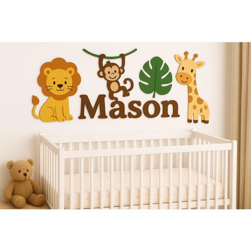 Jungle Safari Personalized Wooden Name Sign