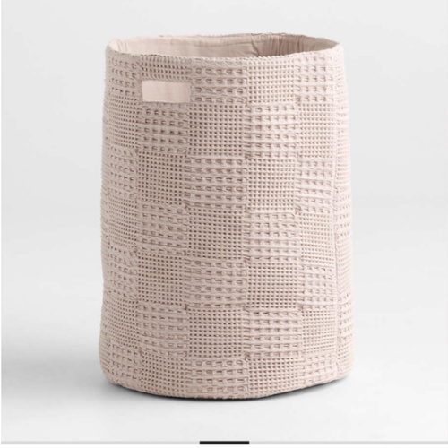 Nella Lilac Rose Organic Cotton Waffle Weave Hamper with Handles