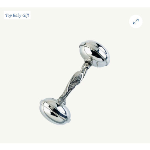 Sir Proper Rattle - Pewter | Heirloom Baby Stork Rattle & Newborn Gift