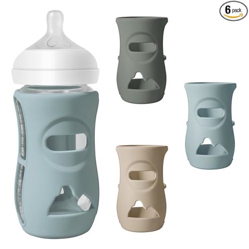 3 Pack Silicone Sleeves for Philips Avent Natural Glass Baby Bottles, Food Grade Silicone Anti Breakage Baby Bottles Holder, Compatible with Philips Avent Glass Natural Baby Bottle 8oz