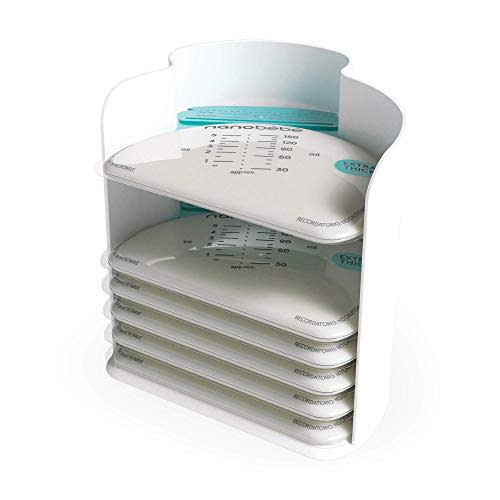 Nanobebe 25 Breastmilk Storage Bags & Organizer – Fast, Even Thawing & Warming Breastmilk Bags, Save Space & Track Pumping – Freezer & Fridge Breastfeeding Supplies