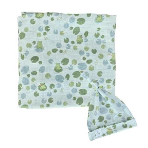 Bamboo Muslin Swaddle Blanket & Topknot Set - Bloom By The Pond