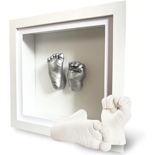 Baby Handprint and Footprint 3D Kit, Newborn keepsake For Newborn Boys & Girls, Baby Girl Gifts & Baby Boy Gifts, Personalised Baby Shower Gifts, Nursery Decor, Gifts for New Parents, Nursery Wall Art