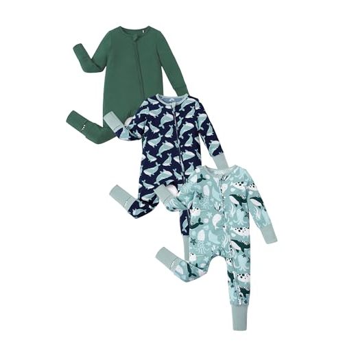 PATPAT Baby Footies Boys Girls - Bamboo Viscose - Zipper & Non-Slip Soles Romper Mitten - Footed & Footless Infant Clothes