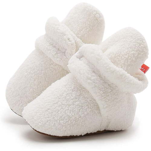 Unisex Newborn Baby Cotton Booties Non-Slip Sole for Toddler Boys Girls Infant Winter Warm Fleece Cozy Socks Shoes