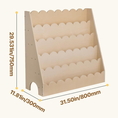 VEVOR Montessori Bookshelf, 5-Tier Scalloped Kids Book Shelf, Front Facing Toddler Bookcase, Dual Hooks for Hanging Backpacks, Baby Book Shelf for Kids Room, Living Room, Entryway, Nursury, Preschool