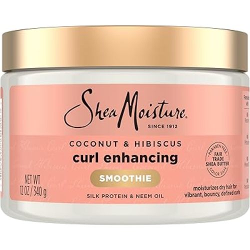 SheaMoisture Smoothie Curl Enhancing Cream Coconut and Hibiscus for Thick, Curly Hair Sulfate Free and Paraben Free 12 oz