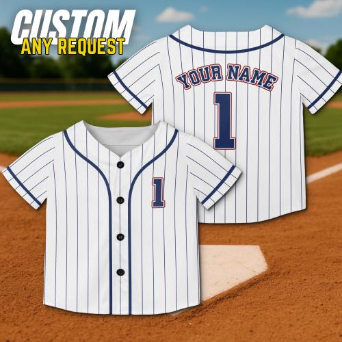 Custom Kids & Youth Name and Number Pinstripe Baseball Jersey Sports Team Personalized Jersey Size 6 Month to 10 Years Made in USA B31