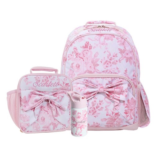 LoveShackFancy Pink Damask Floral Mackenzie Backpack Bundle, Set of 3