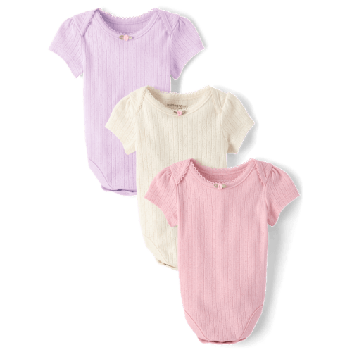 Baby Girls Pointelle Bodysuit 3-Pack - Multi