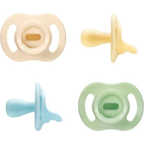 Tommee Tippee Ultra-Light StayPut Pacifier, 0-6 Months, Pack of 4 | One-Piece Silicone Design, Stays Put in Baby's Mouth, BPA-Free Soother
