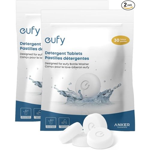 eufy Official Detergent Tablets for Baby Bottle Washer, 60 Count (2 Packs), Deep Cleaning Washing Block for Spotless Bottles, Pump Parts, and Feeding Essentials, Removes Milk Residue, BPA-Free