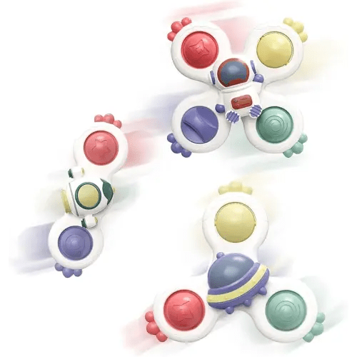 3 Piece Suction Cup Spinning Gyro Water Play Toys for Baby Bath, Window, Children's Table and Stroller, Sensory Toys for 1 to 3 Year Olds, Halloween Thanksgiving Christmas Birthday Gift