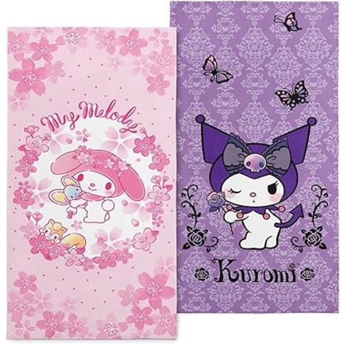 NORTHWEST Hello Kitty Beach Towel Set, 2-Pack Oversized, Soft, Fast-Drying, Sand-Resistant Pool Towels with Sakura Floral Design 30" x 60"