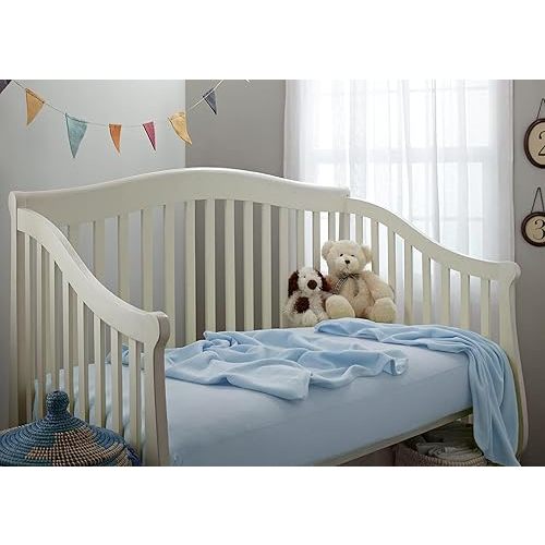 American Baby Company 100% Natural Cotton Fitted Crib Sheet 52" x 28" - Soft, Breathable, Hypoallergenic & Gentle Toddler Bed Sheet, Baby Blue, Neutral for Boys & Girls