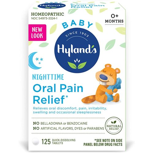 Hyland's Baby Nighttime Oral Pain Relief Tablets with Chamomilla, Soothing Natural Relief of Oral Discomfort, Irritability, and Swelling 125 Count