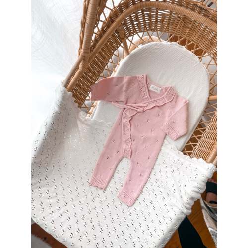 Dahlia Full Length Pointelle Romper - Fairy Floss