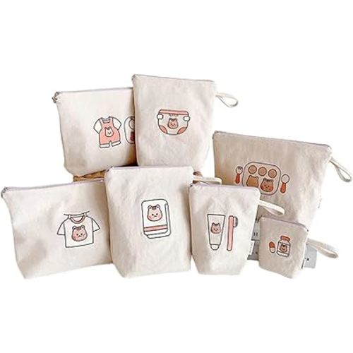 Canvas Storage Bag Korean Bear/Squirrels Baby Essential Organizers Set Inner Waterproof Travel Makeup Storage