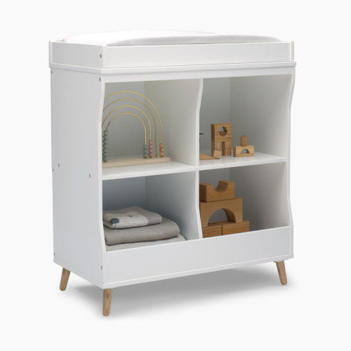 Delta Children Essex Changing Table/Bookcase - Bianca White With Natural