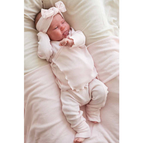 2pc Waffle Crossover Top & Bottom | Pearl Pink (newborn size)