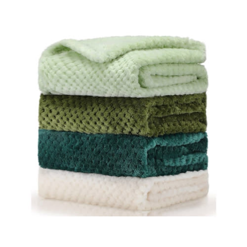 Frienda 4 Pcs Baby Fuzzy Blanket Fluffy Baby Blanket for Boys Girls Soft Warm Infant Newborn Toddler Receiving Nursery Bed Supplies, 32 x 24 Inch(Green Color)