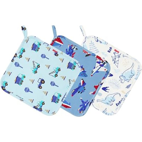 Bamboo Viscose Baby Lovey Security Blankets 3 Pack,9.5"x9.5",Dino