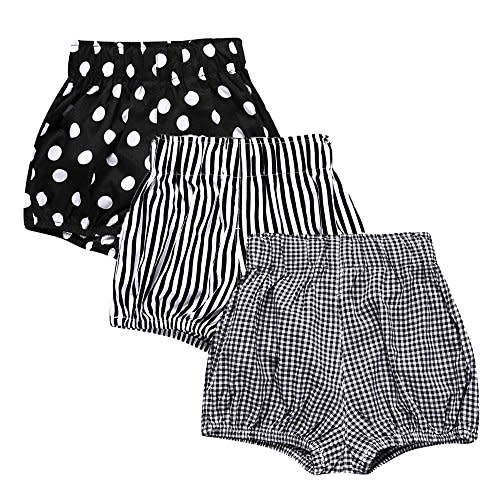 MYGBCPJS Baby Girls Boys 3 Pack Cotton Linen Blend Cute Bloomer Shorts Loose Harem Shorts