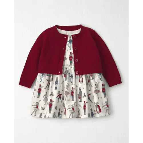 Baby Girl 2-Piece Organic Cotton Cardigan Dress Set in Nutcracker - Little Planet | Carter's