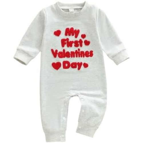 My First Valentines Day Baby Clothes Outfits Letter Heart Embroidery Romper Jumpsuit Newborn Girl Boy Clothing