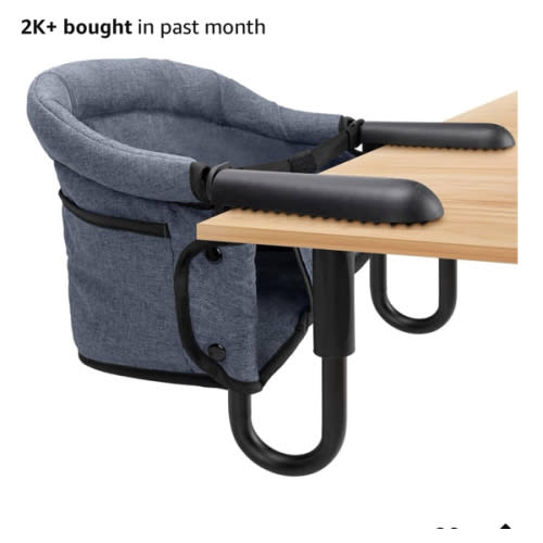 Hook On High Chair - Portable & Foldable for Babies 6-36 Months, Family & Travel Use with Carry Bag (Grey)