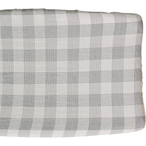 Mebie Baby Changing Pad Cover, Coastal Plaid, 100% Muslin Cotton Changing Table Pad Cover for Baby Boy and Girl, Designer Nursery Decor Covers, Diaper Changing Pad Cover for Changing Station