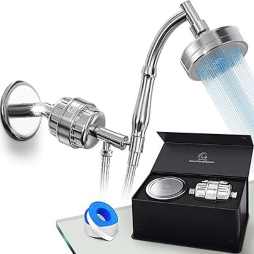 AquaHomeGroup Handheld Shower Head with Filter 20+3 Stage Filtration Shower Filter for Hard Water - Vitamin C,A and E infused Shower Water Filter with SPA Effect - High Pressure Shower Head with Hose