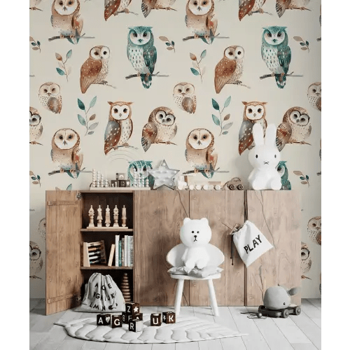 Whimsical Owls Perch Wallpaper