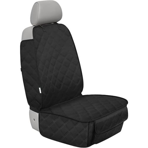 Front Seat Cover with Side Flaps - Waterproof, Durable Captain Seat Protector for Dogs & Humans, Protects from Dirt, Fur, Scratches, Fits Cars, SUVs, Trucks, Minivans(1-Pack)