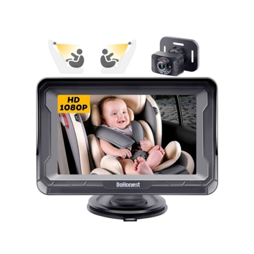 DoHonest Baby Car Camera HD 1080P - Rear-Facing Car Baby Monitor with Night Vision, Adjustable View Angle, Easy Setup, Anti-Glare Display, Safety for Kids & Infants