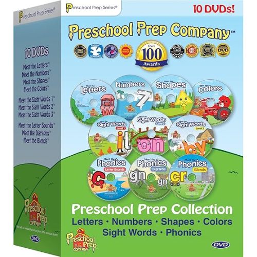 Preschool Prep Series Collection - 10 DVD Boxed Set (Meet the Letters, Meet the Numbers, Meet the Shapes, Meet the Colors, Meet the Sight Words 1, 2 & 3, Meet the Phonics - Letter Sounds, Digraphs & Blends